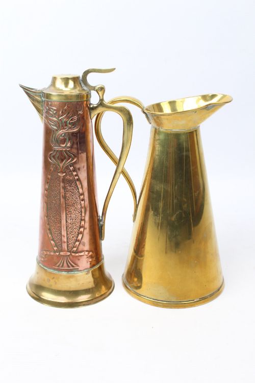 Antique Art Nouveau Copper & Brass Jugs