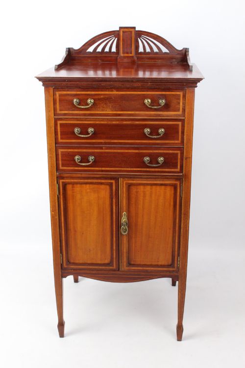 Edwardian Mahogany Inlaid Music Cabinet