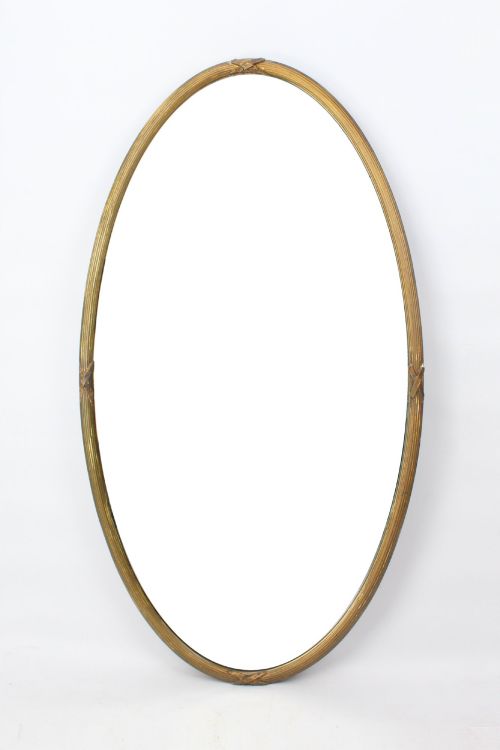 Large 4ft Antique Victorian Oval Gilt Mirror