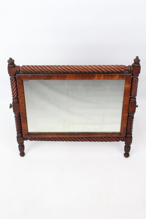 Antique Regency Rope Twist Mahogany Toilet Mirror