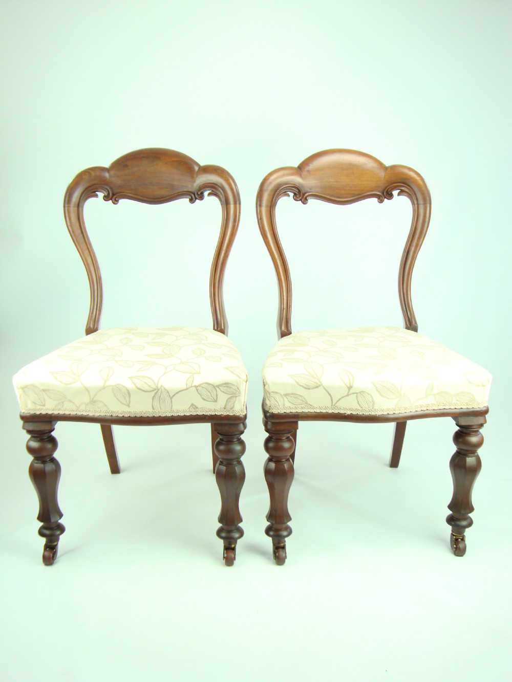 Pair Antique Victorian Balloon Back Chairs 