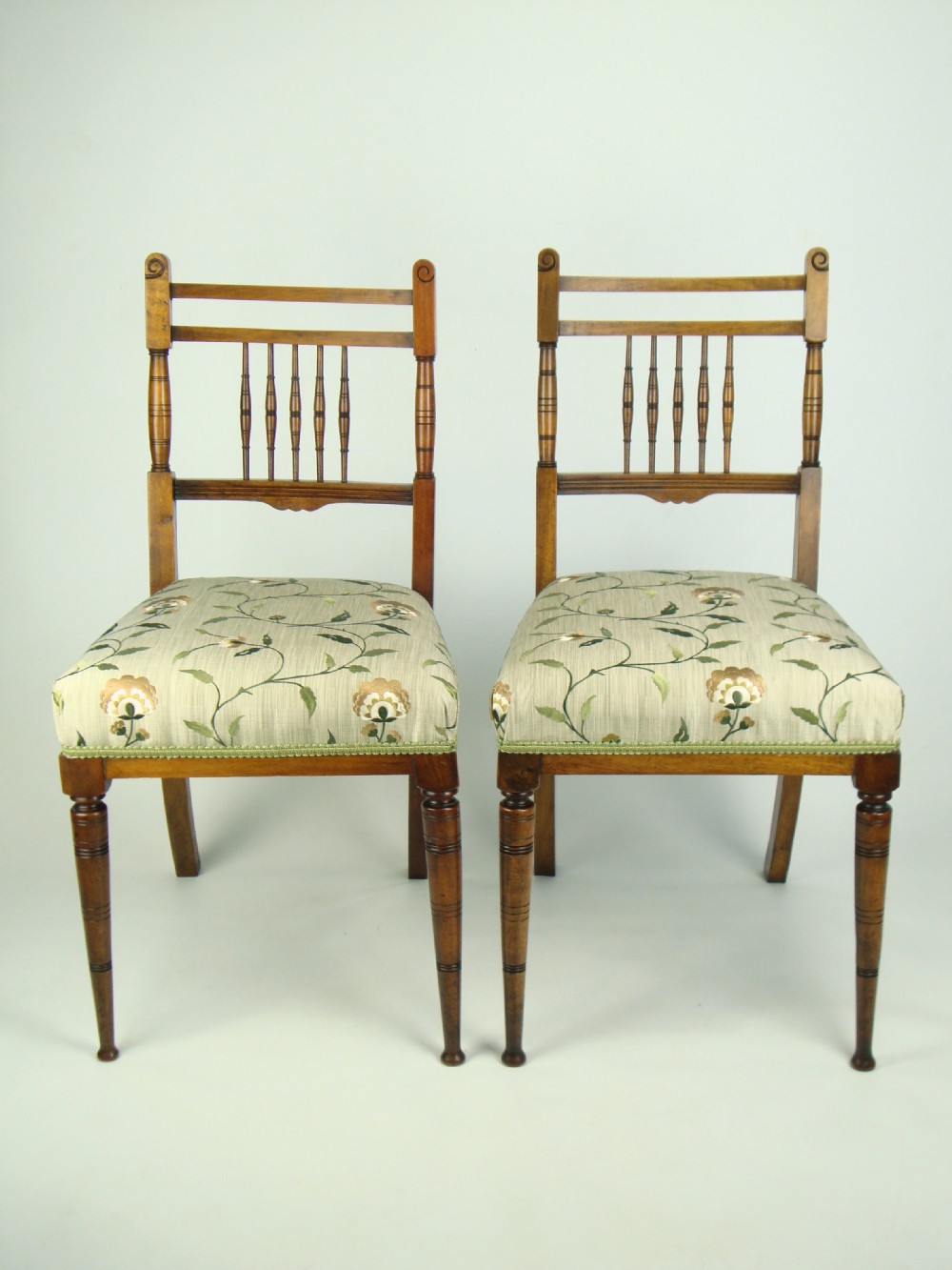 Pair Antique Walnut Side Chairs