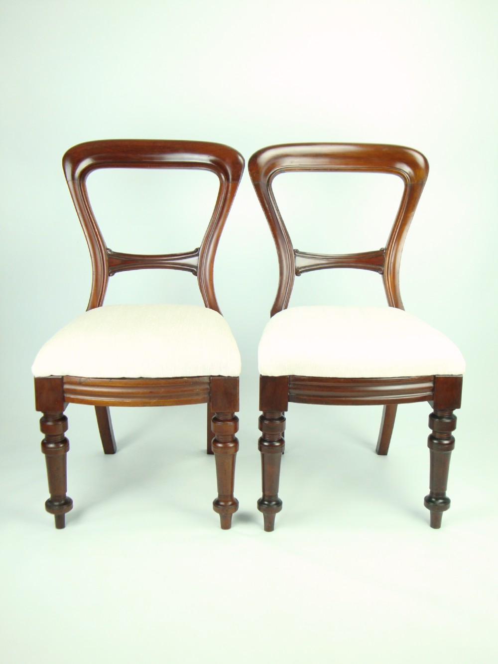 Pair Antique Victorian Mahogany Balloon Back Chairs