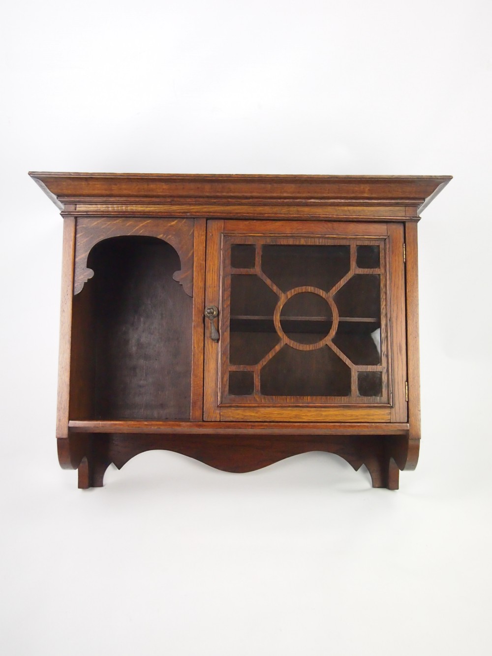 Antique Edwardian Oak Hanging Cupboard