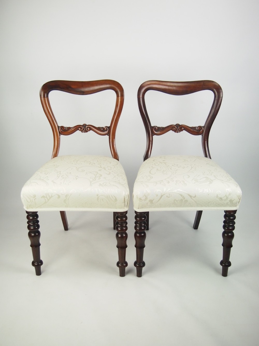 Pair of Victorian Rosewood Balloon Back Chairs