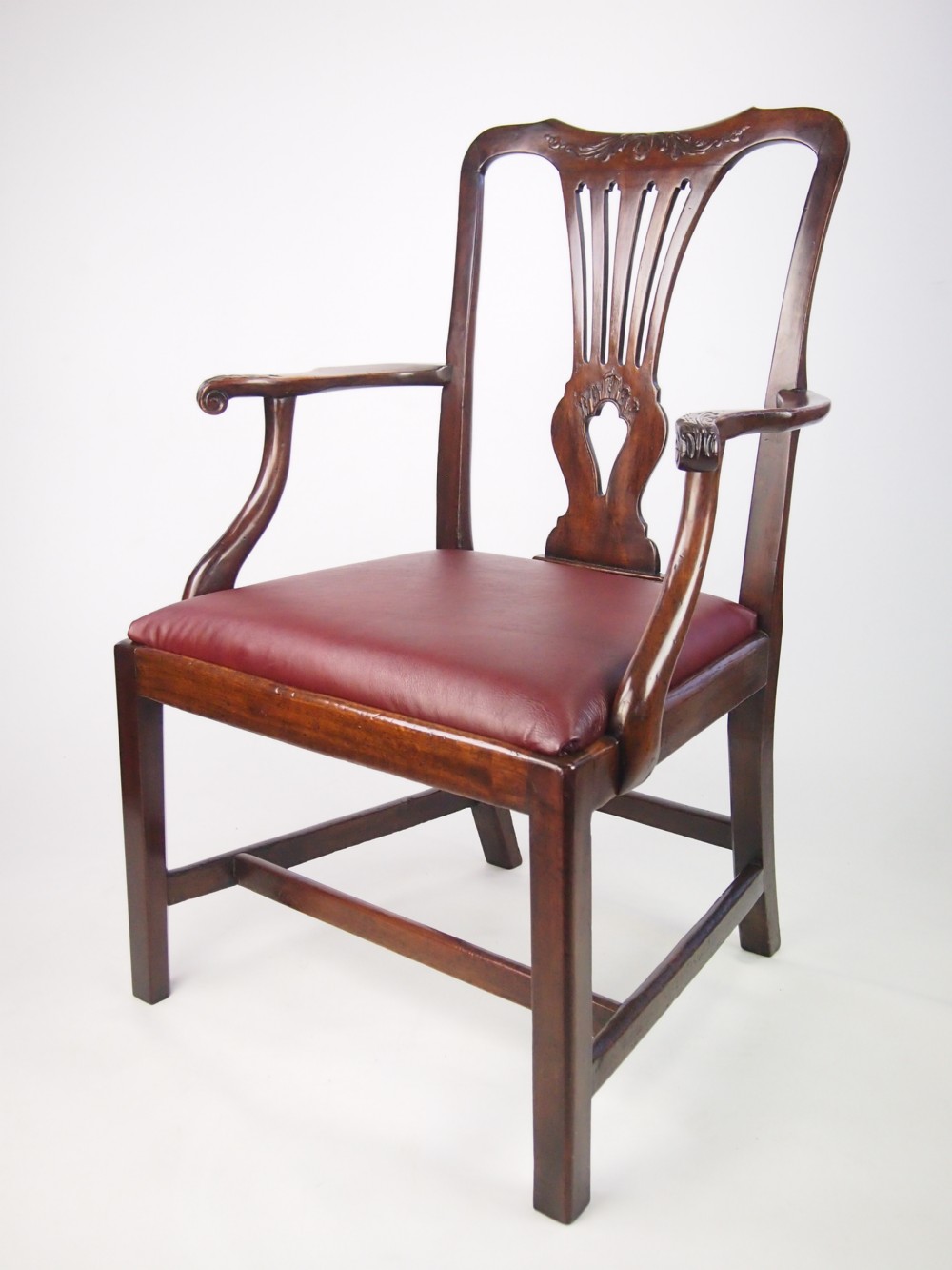 Antique George III Desk Chair with Leather Seat
