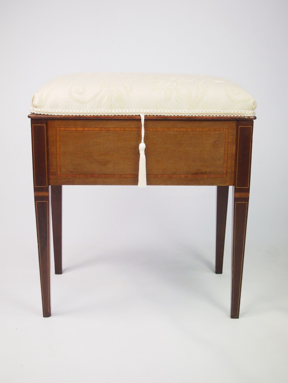 Antique Edwardian Inlaid Mahogany Piano Stool