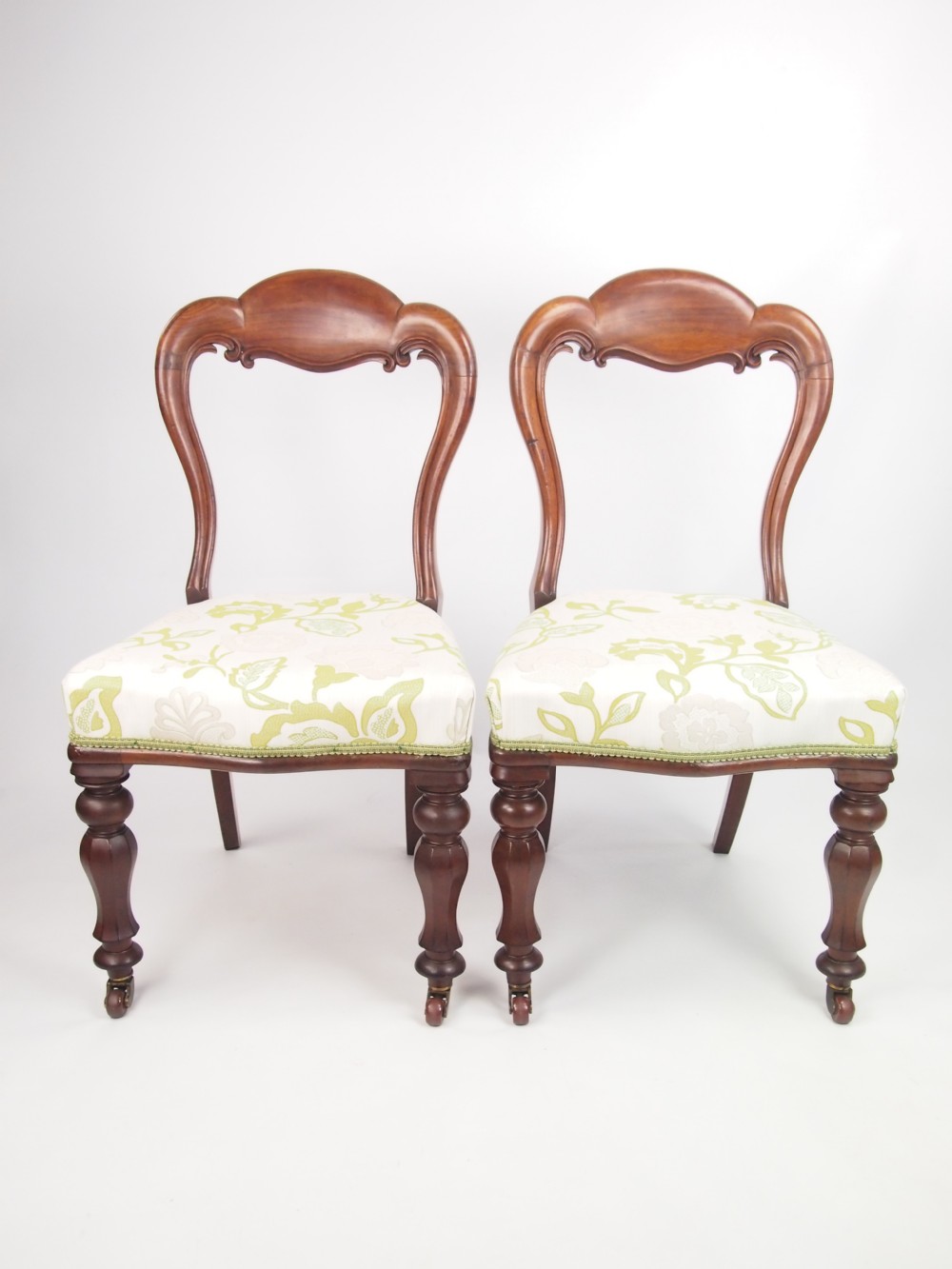Pair Antique Victorian Balloon Back Chairs