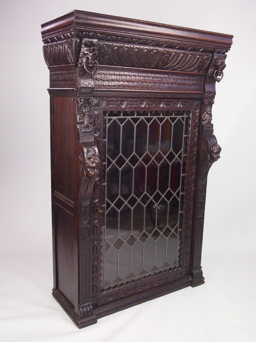 Antique Victorian Gothic Oak Bookcase