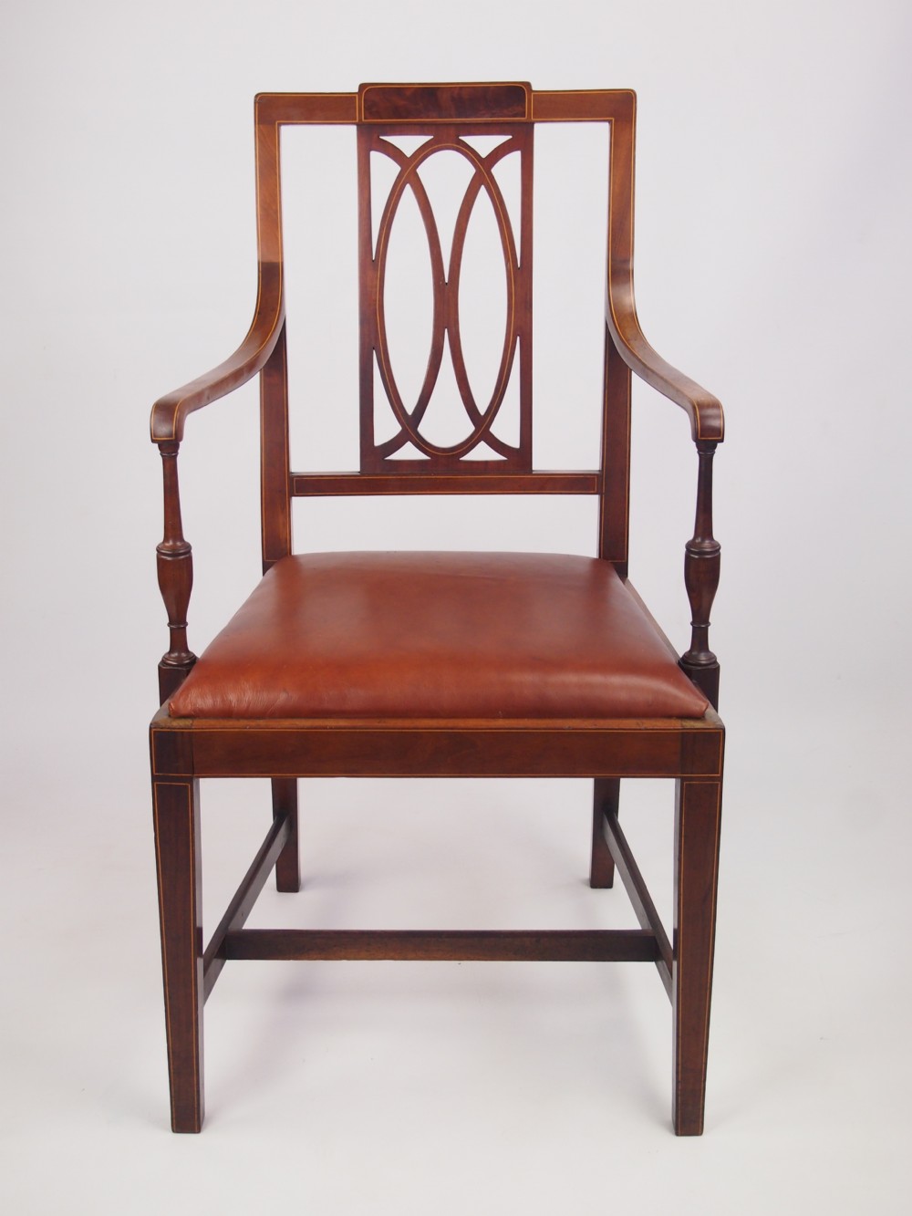 Antique Edwardian Desk Chair with Leather Seat