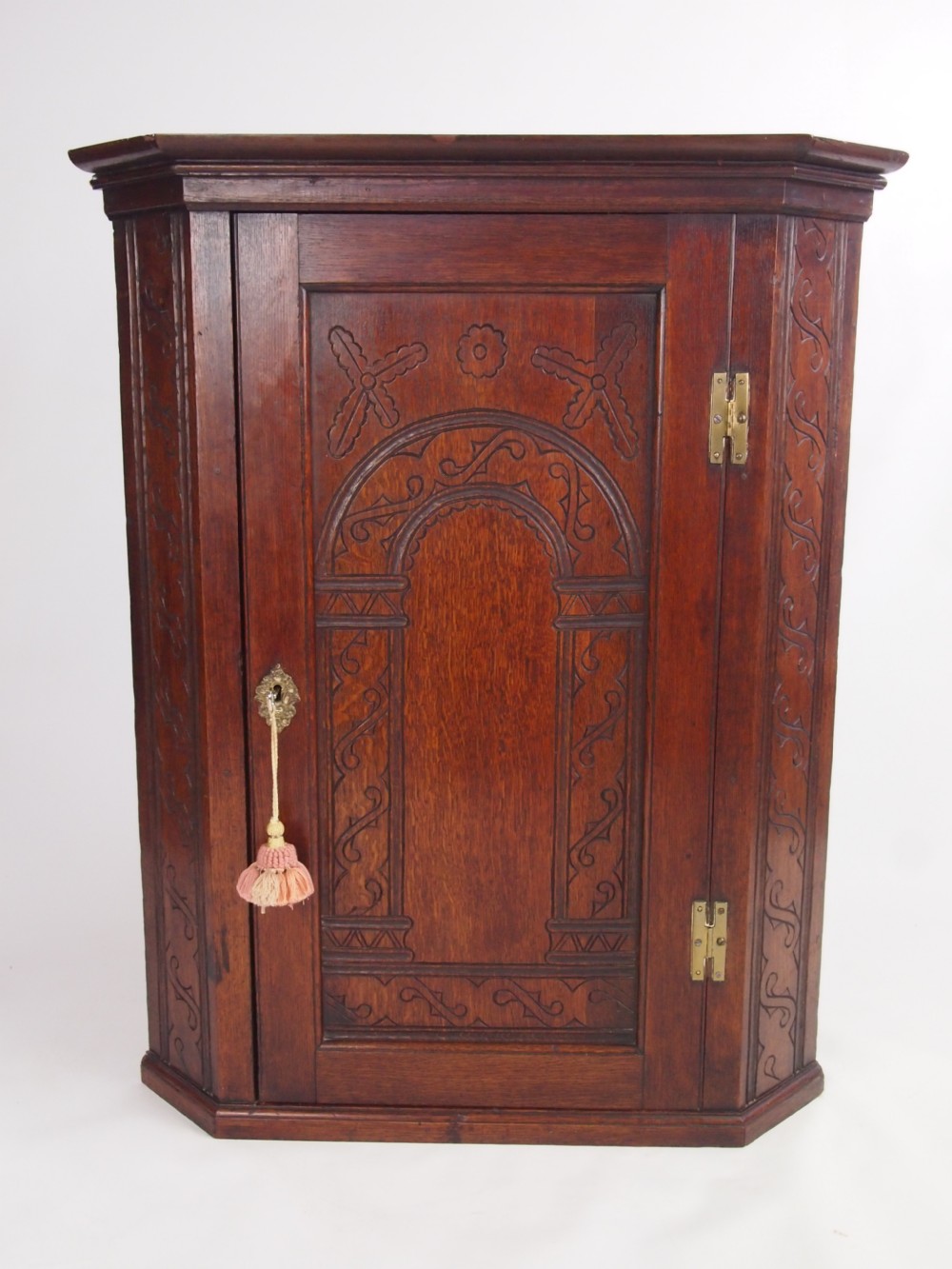 Antique 19th Century Oak Hanging Corner Cupboard