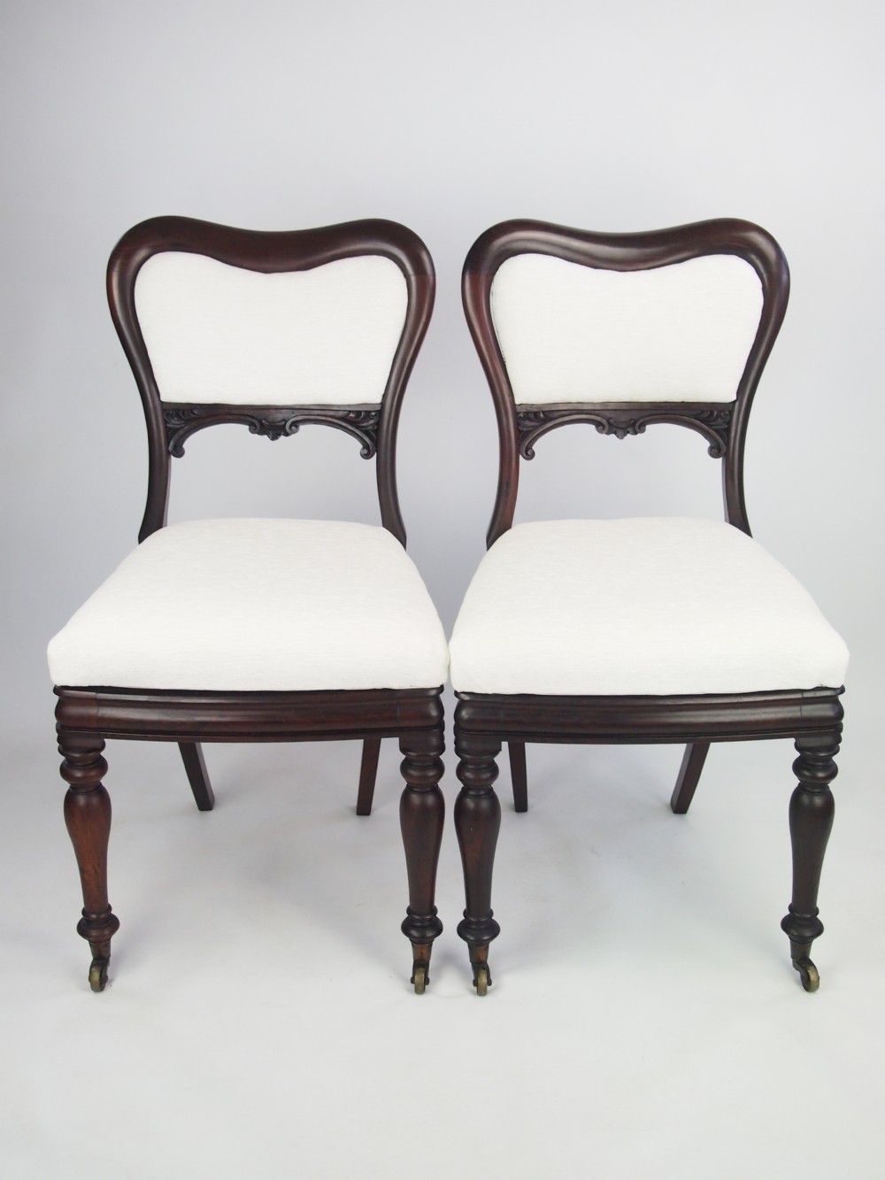 Pair Antique Victorian Rosewood Balloon Back Chairs