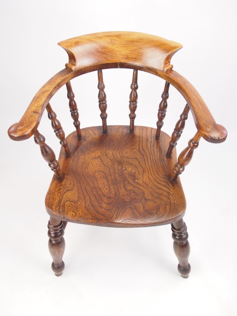 Elm Smokers Bow Chair Dated 1906 / Captains Desk Chair