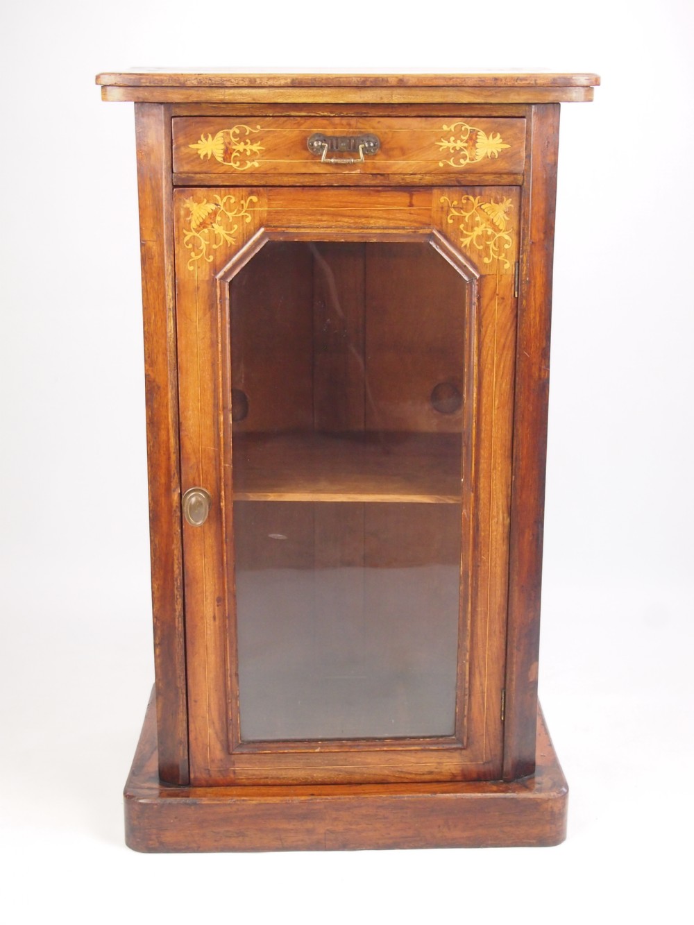 Small Antique Victorian Walnut Pier Cabinet / Bookcase