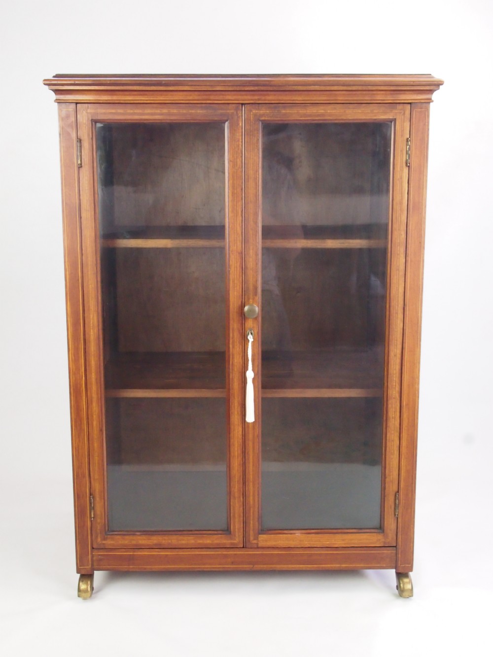 Antique Mahogany & Satinwood Banded Pier Cabinet / Bookcase
