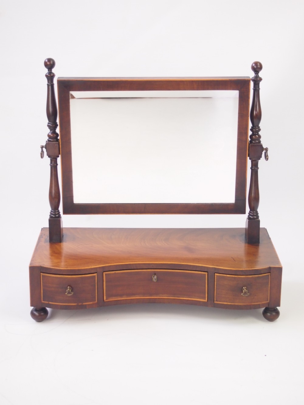 Antique Regency Serpentine Dressing Table Mirror / Georgian Toilet Mirror