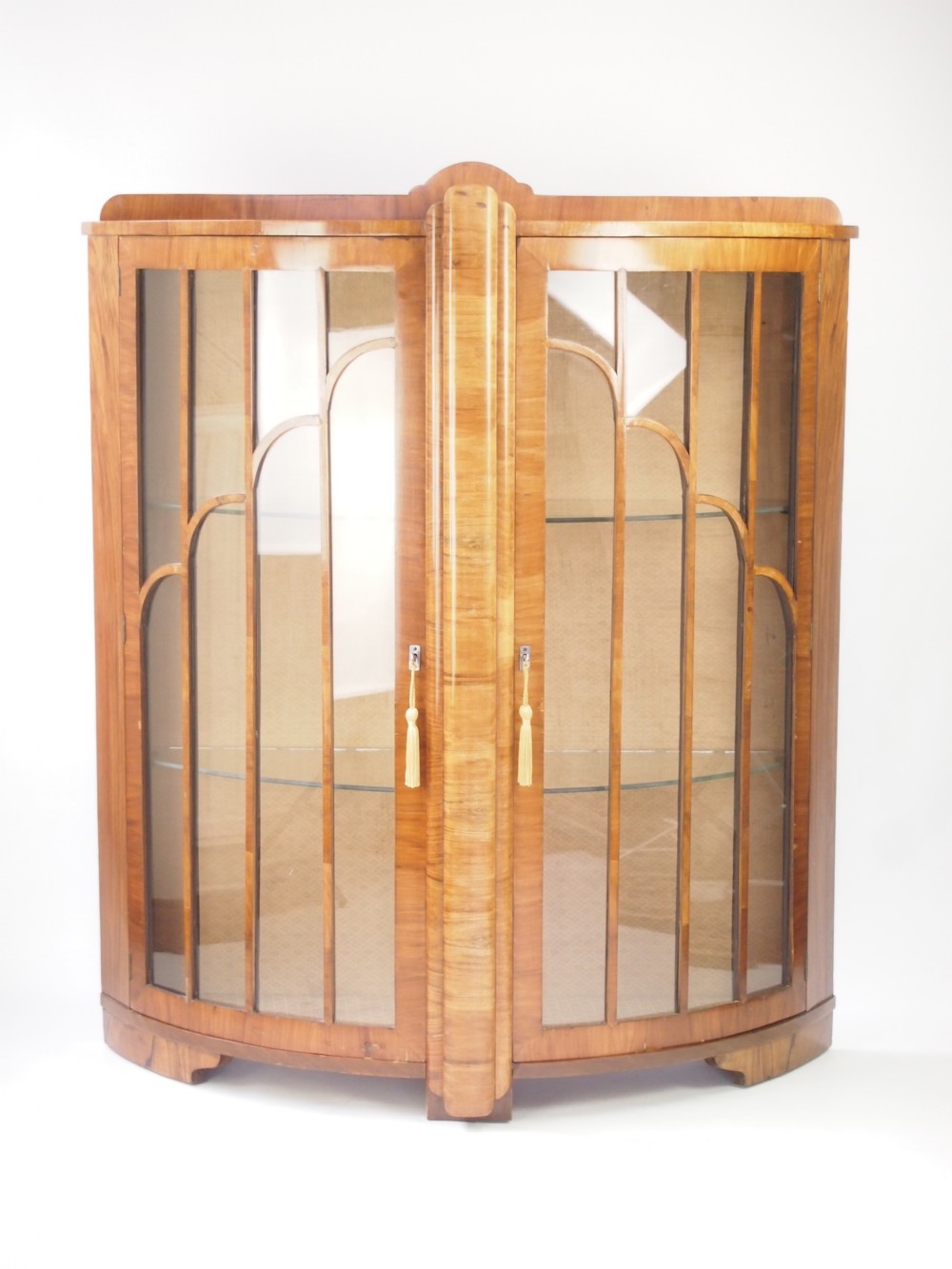 Art Deco Walnut Display Cabinet / Bookcase