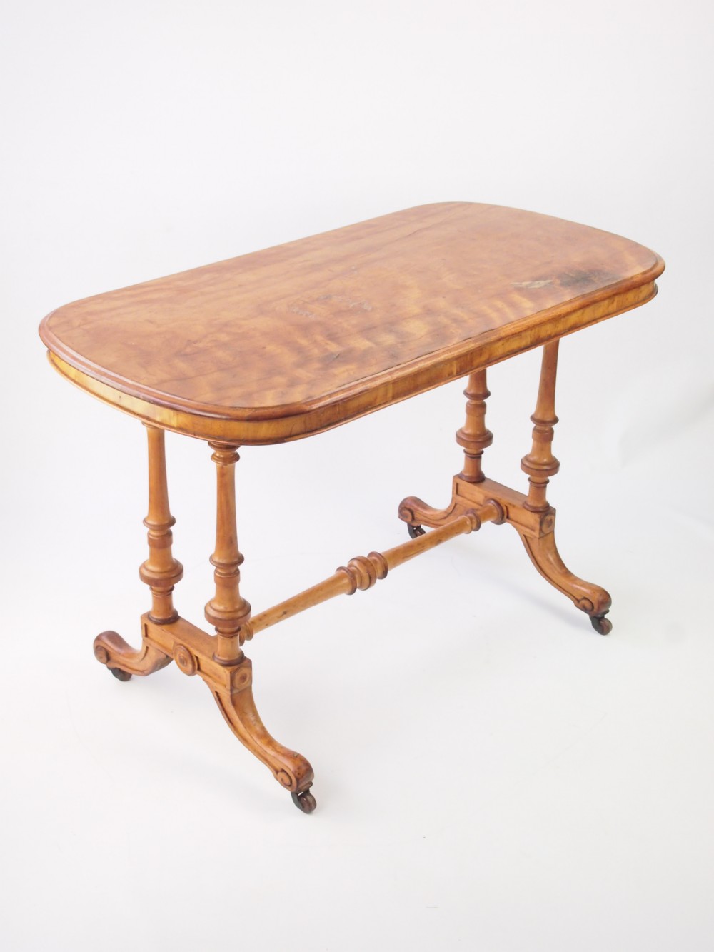 Antique Victorian Satin Walnut Hall Table