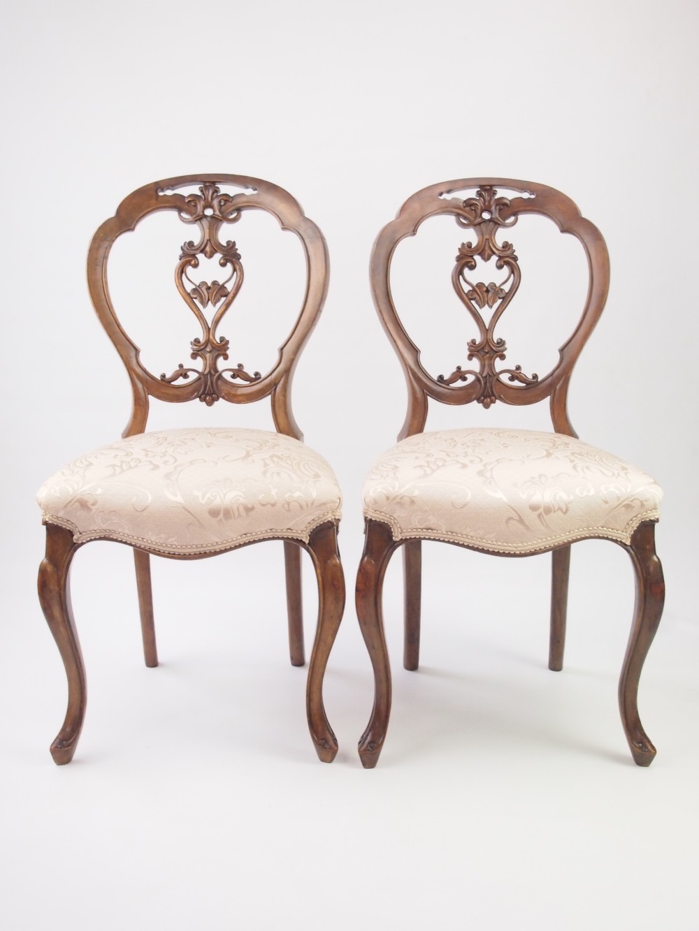 Pair Antique Victorian Balloon Back Chairs