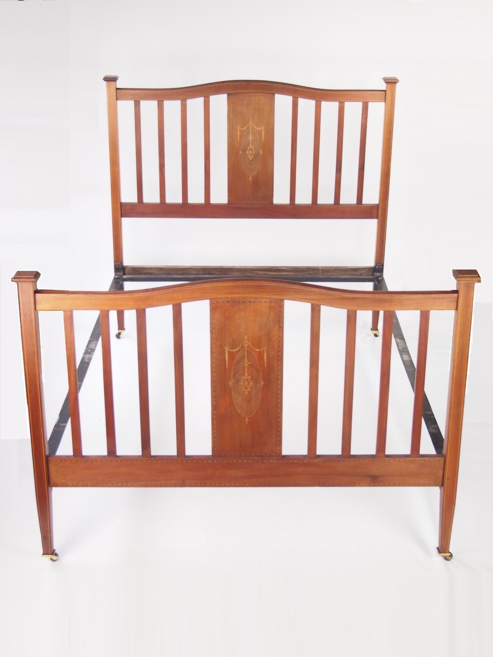 Antique Edwardian Mahogany Inlaid Double Bed