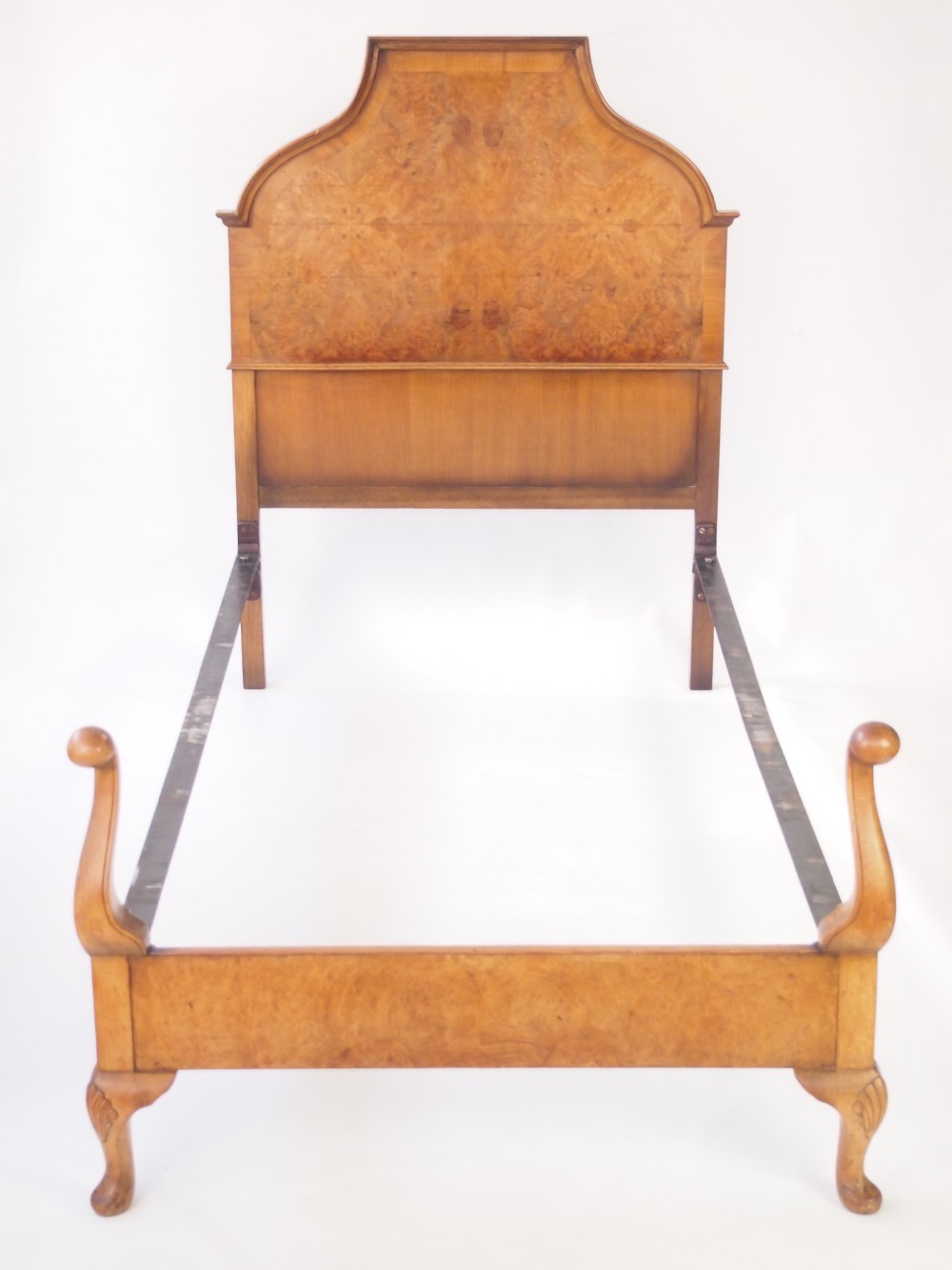Pair Vintage Burr Walnut Single Beds