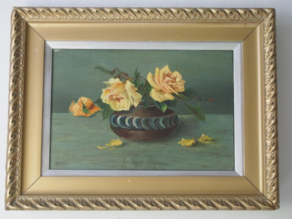 Antique Edwardian Oil Painting Dated 1909