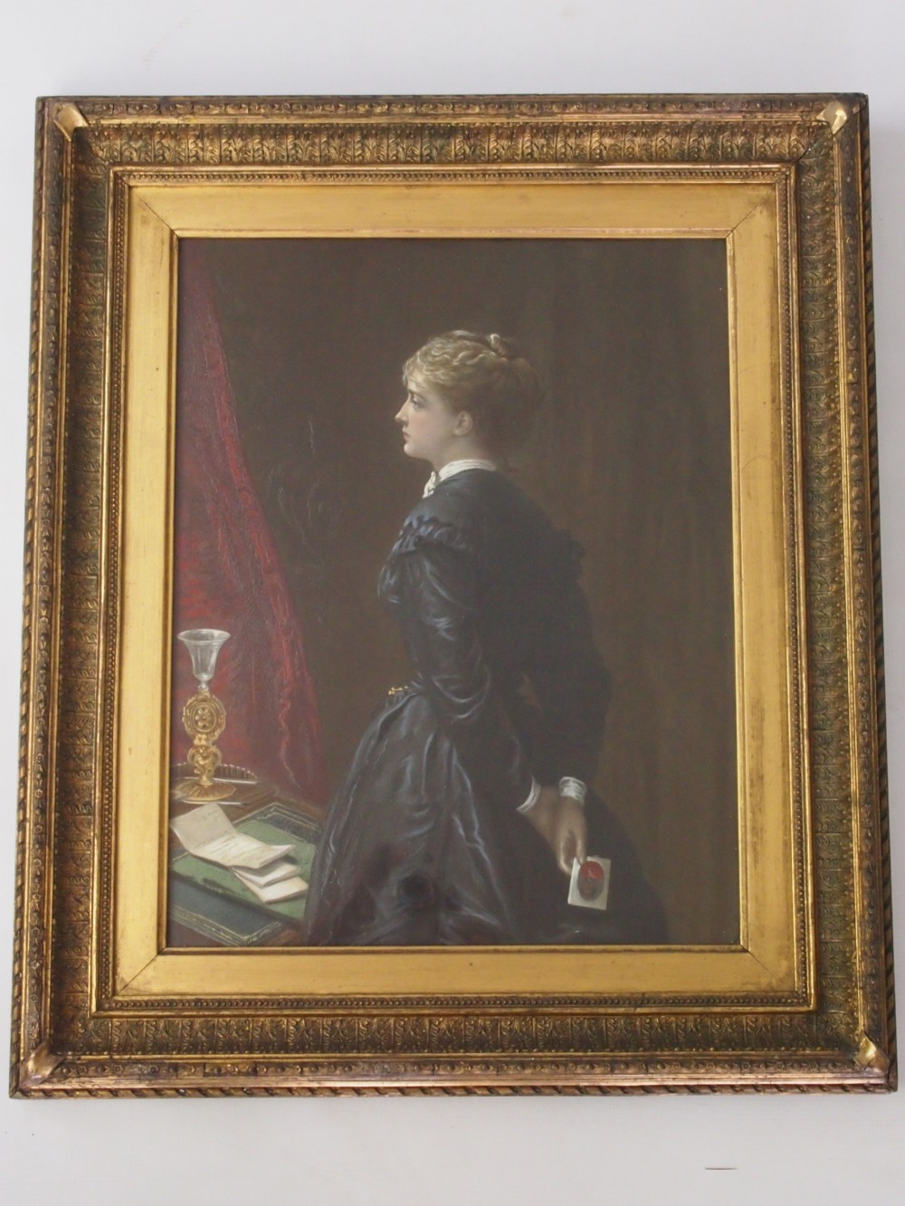 Antique Print of a Lady in Gilt Frame