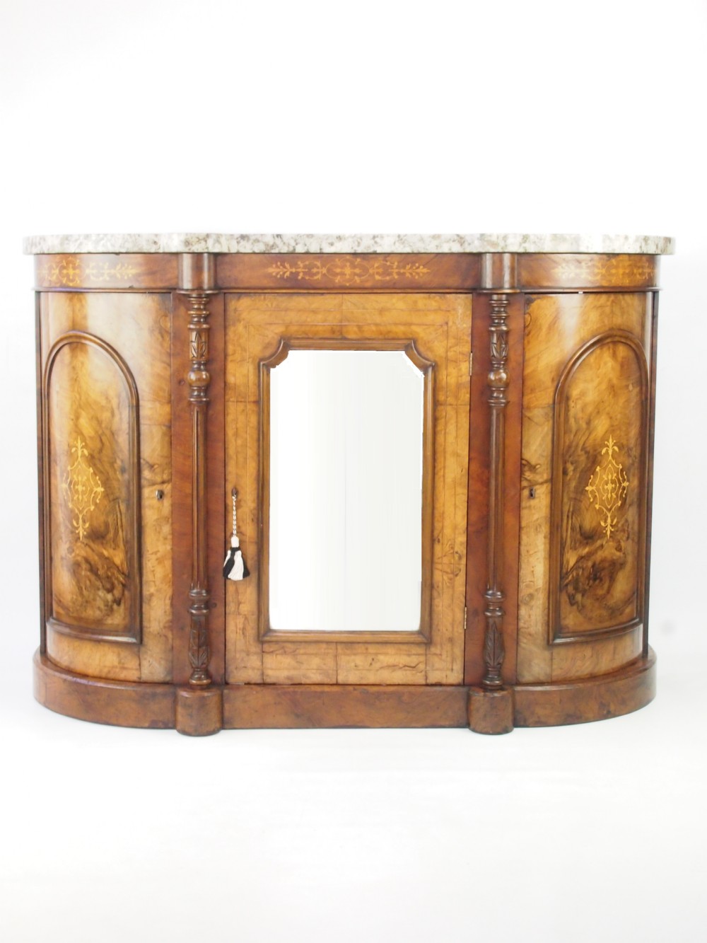 Small Victorian Burr Walnut Credenza / Sideboard / Chiffonier