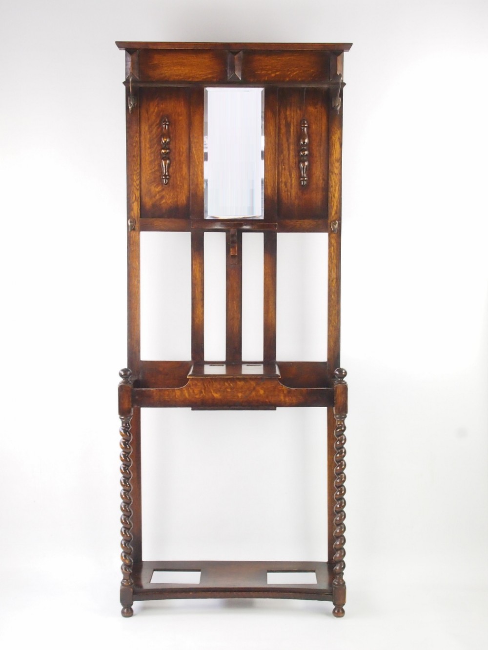 Slim 1920s Oak Hall Stand