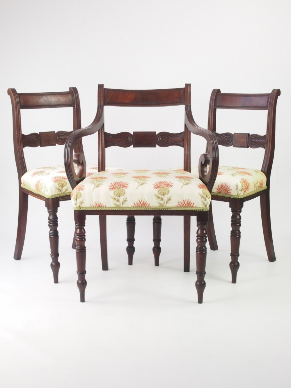 Set 3 Antique Mahogany Regency Dining Chairs