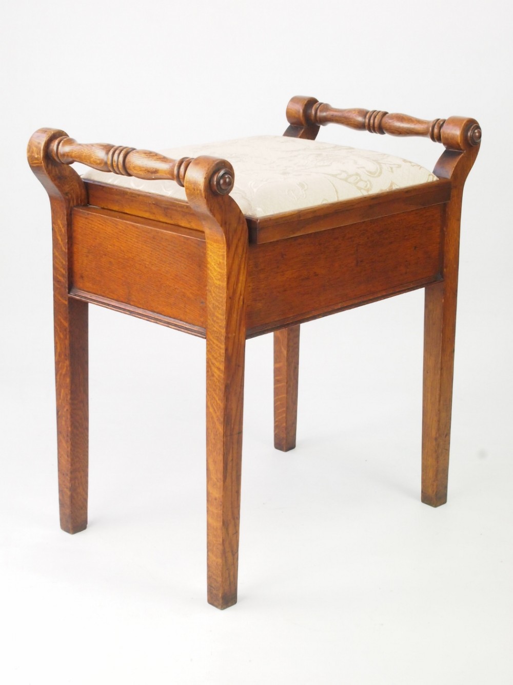 Antique Edwardian Oak Piano Stool