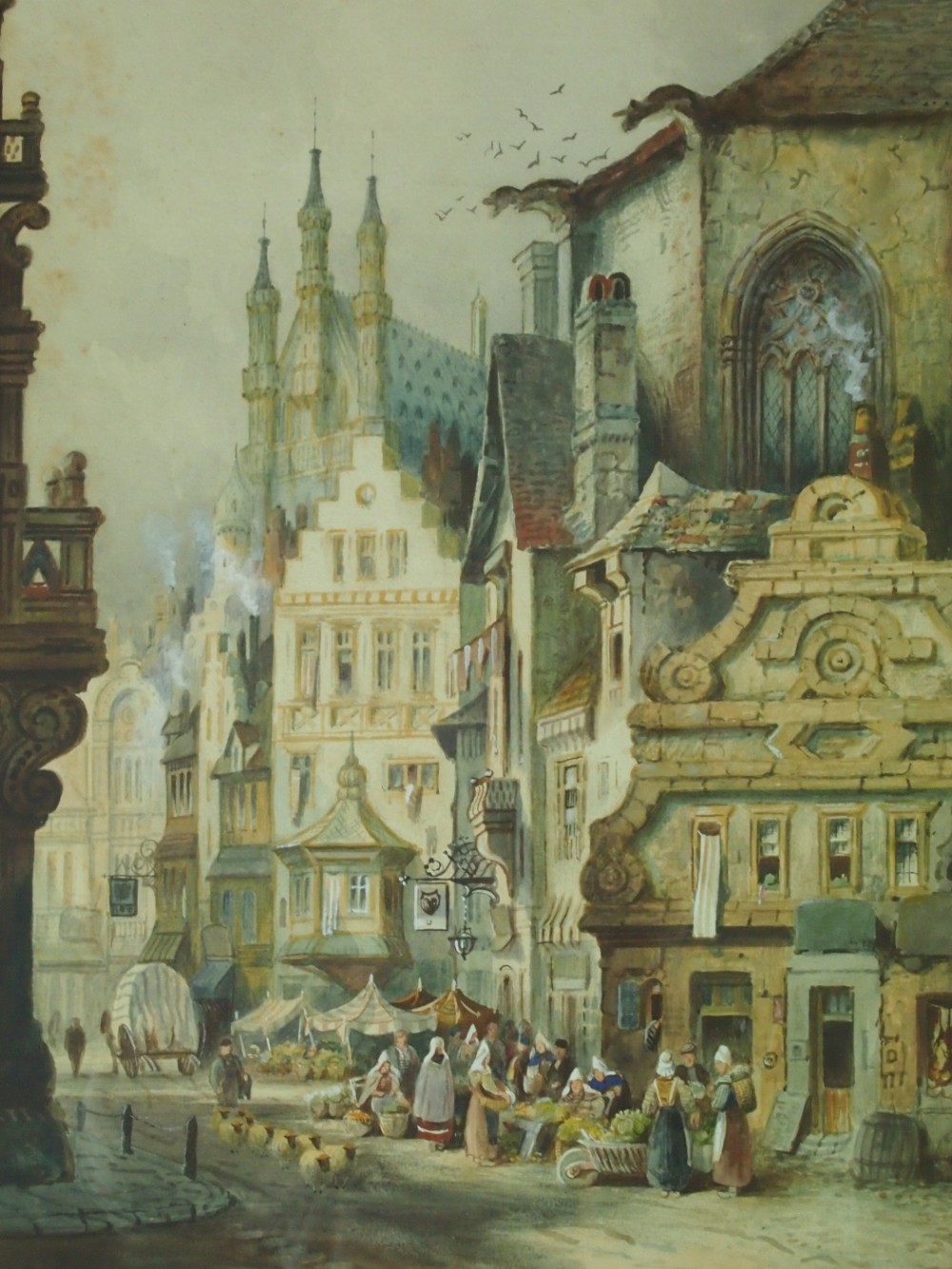 Antique Watercolour Painting “Louvain” by C.J. Keats RBA