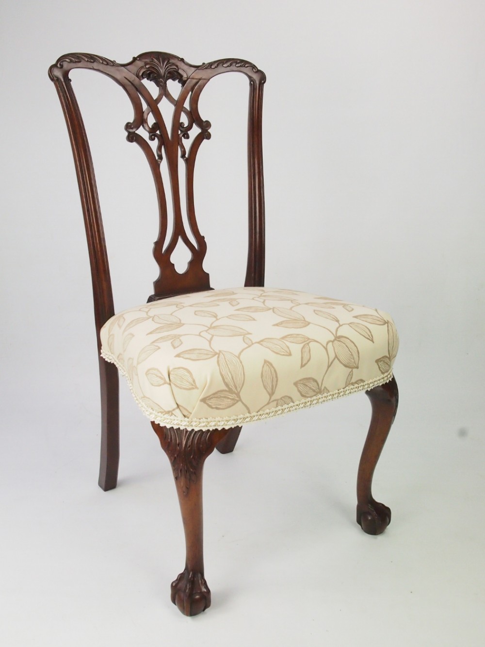 Antique Edwardian Chippendale Revival Chair with Label