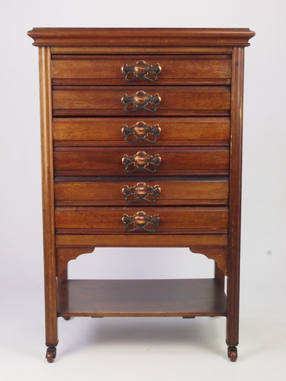 Small Antique Edwardian Mahogany Music Cabinet / Chest Drawers