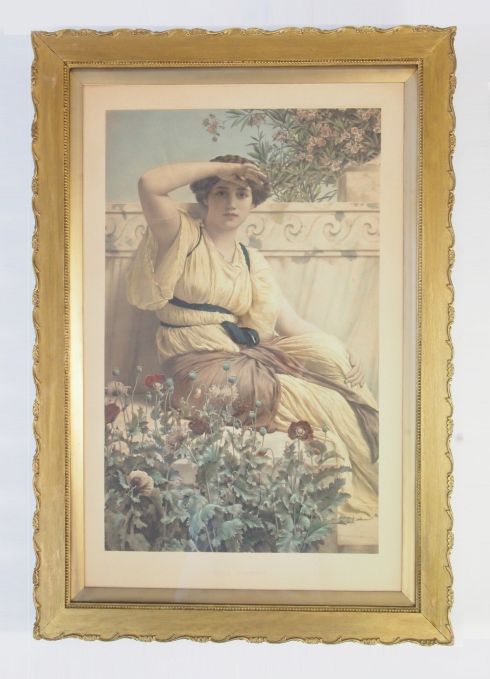 Large Antique Framed Print After John William Godward [British 1861-1922]