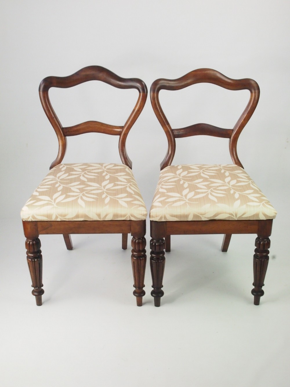 Pair Victorian Rosewood Ballon Back Side Chairs with Makers Stamp