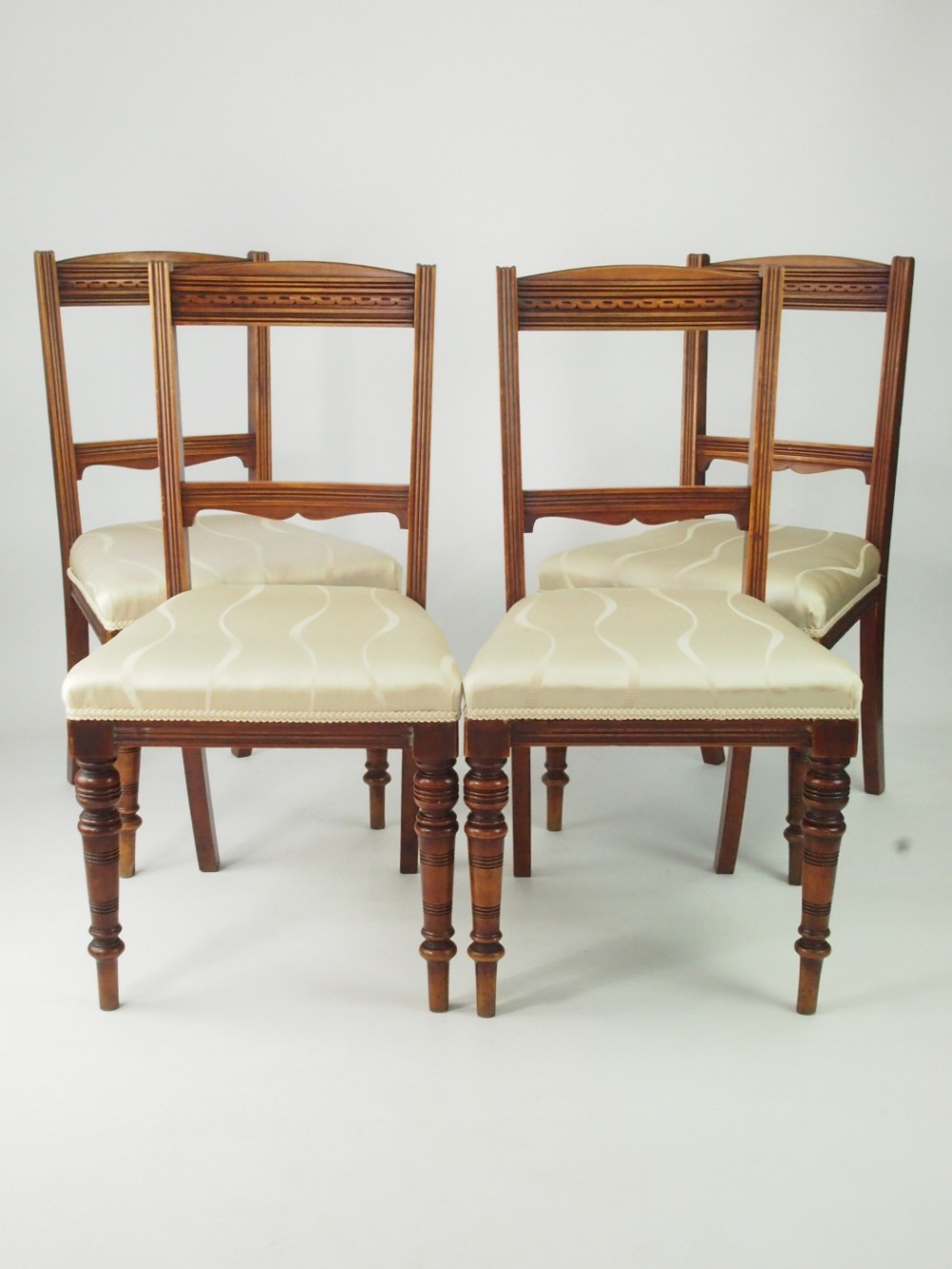 Set 4 Antique Edwardian Walnut Dining Chairs