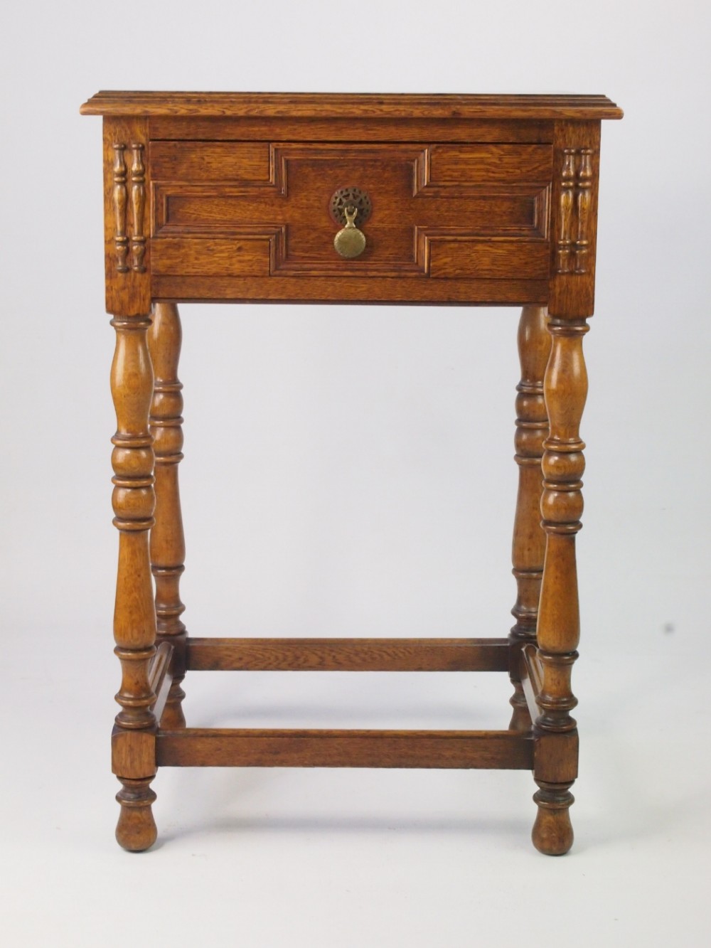 Vintage Oak Geometric Fronted Side Table