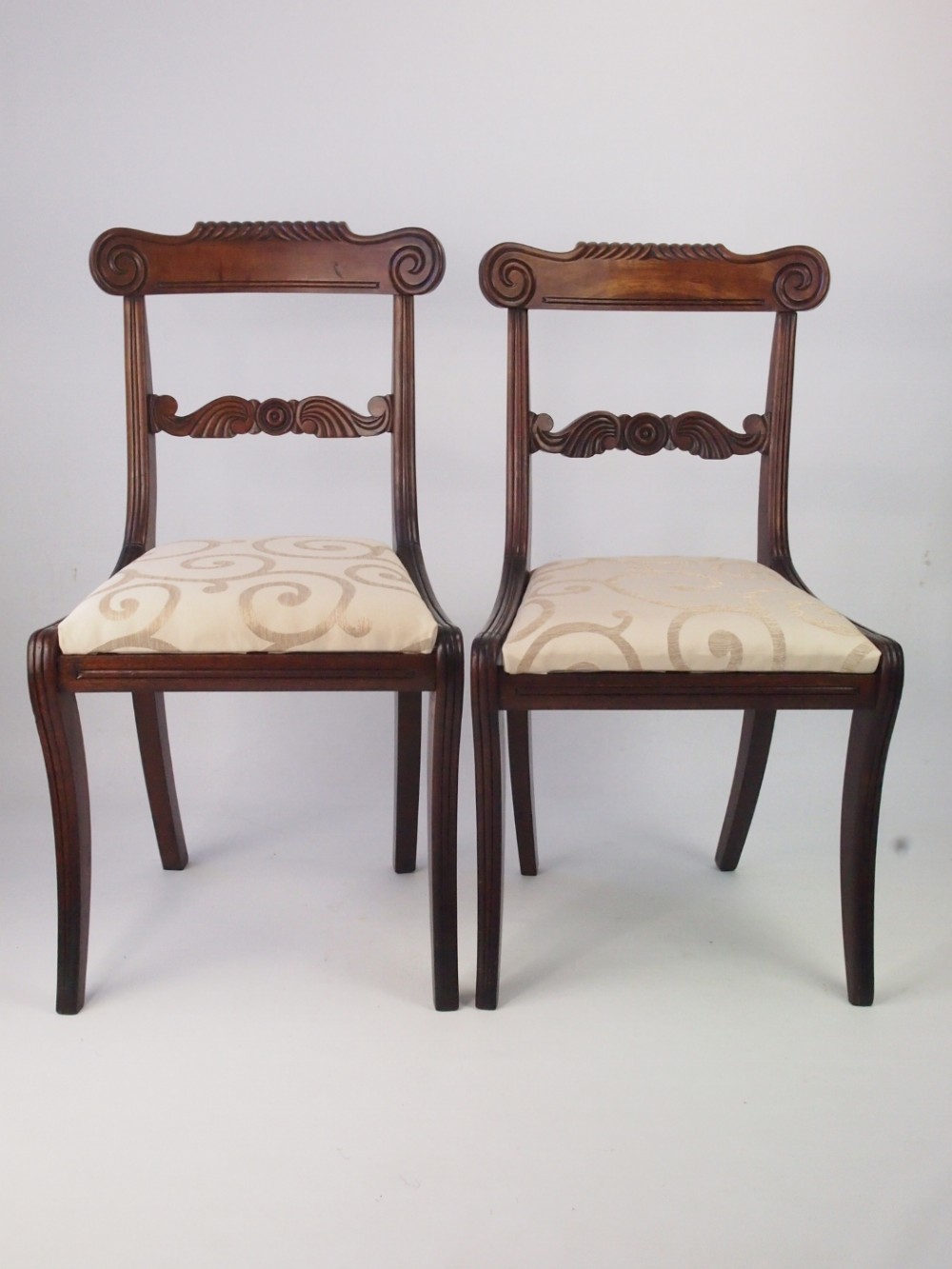 Pair Antique Regency Mahogany Side Chairs