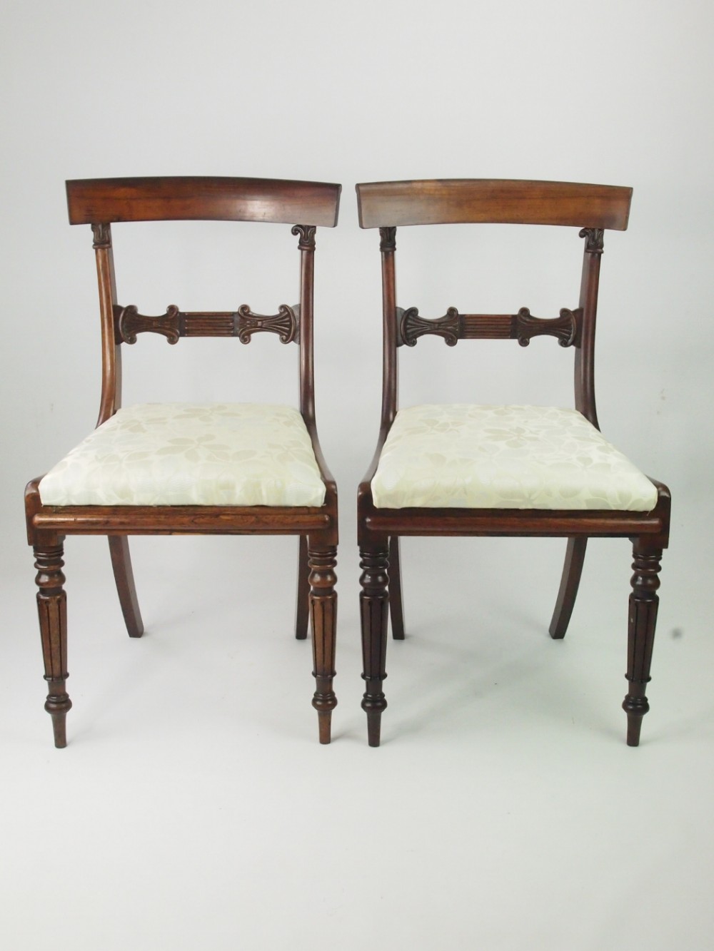 Pair Antique Rosewood Side Chairs / Hall Chairs