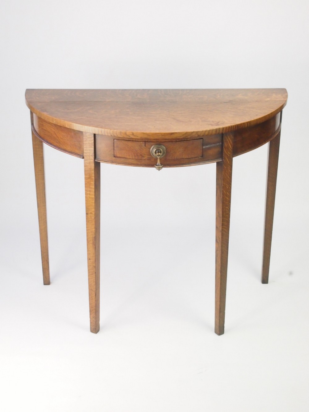 Antique Edwardian Demi-Lune Oak Hall Table