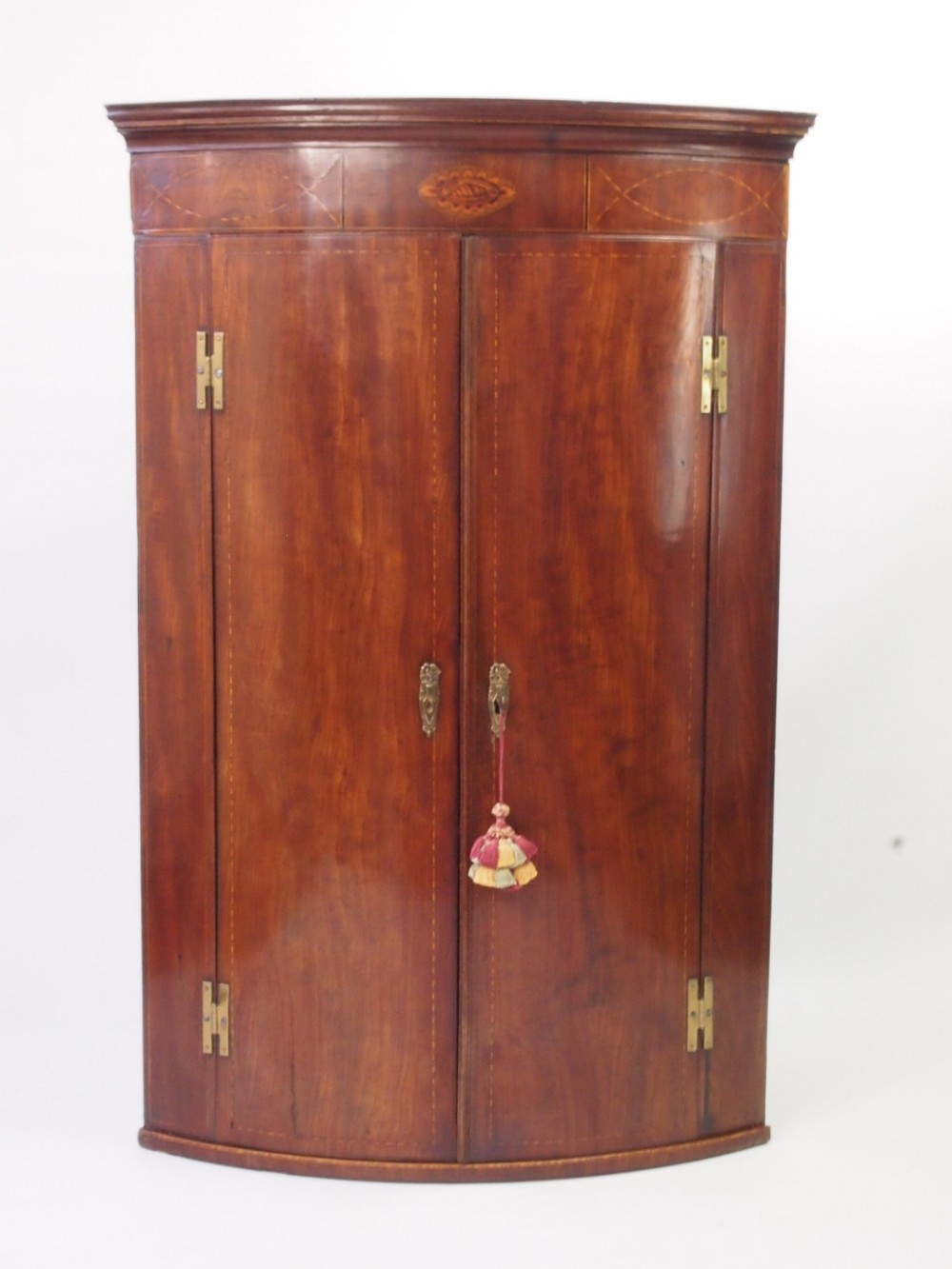 Antique Georgian Mahogany Bow Front Corner Cupboard