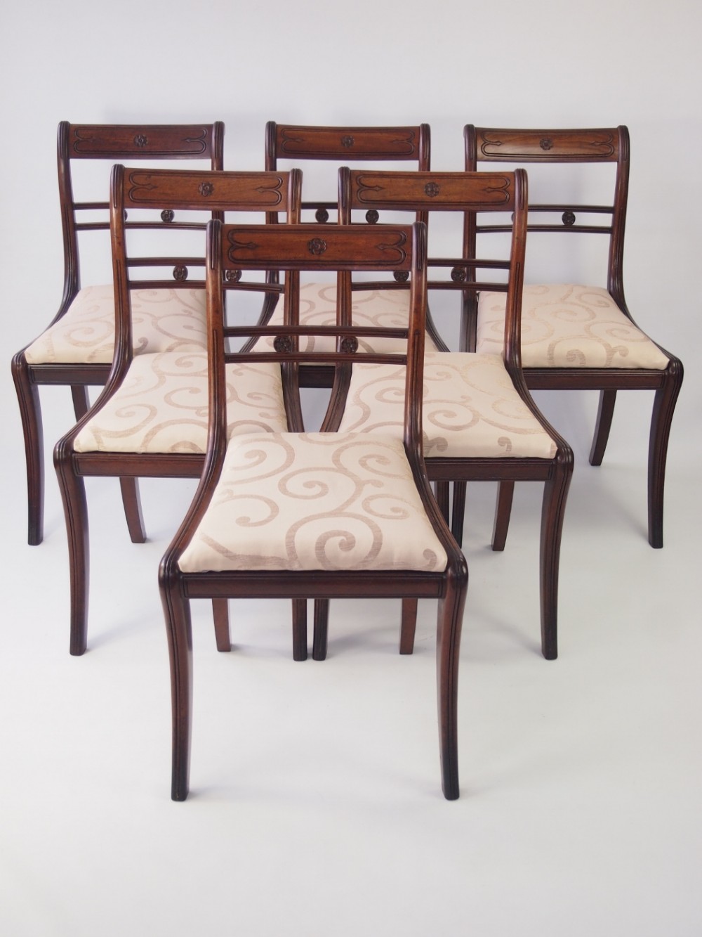 Set 6 Antique Regency Mahogany Dining Chairs