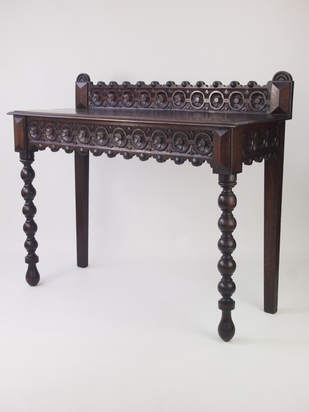 Antique Victorian Carved Oak Hall Table