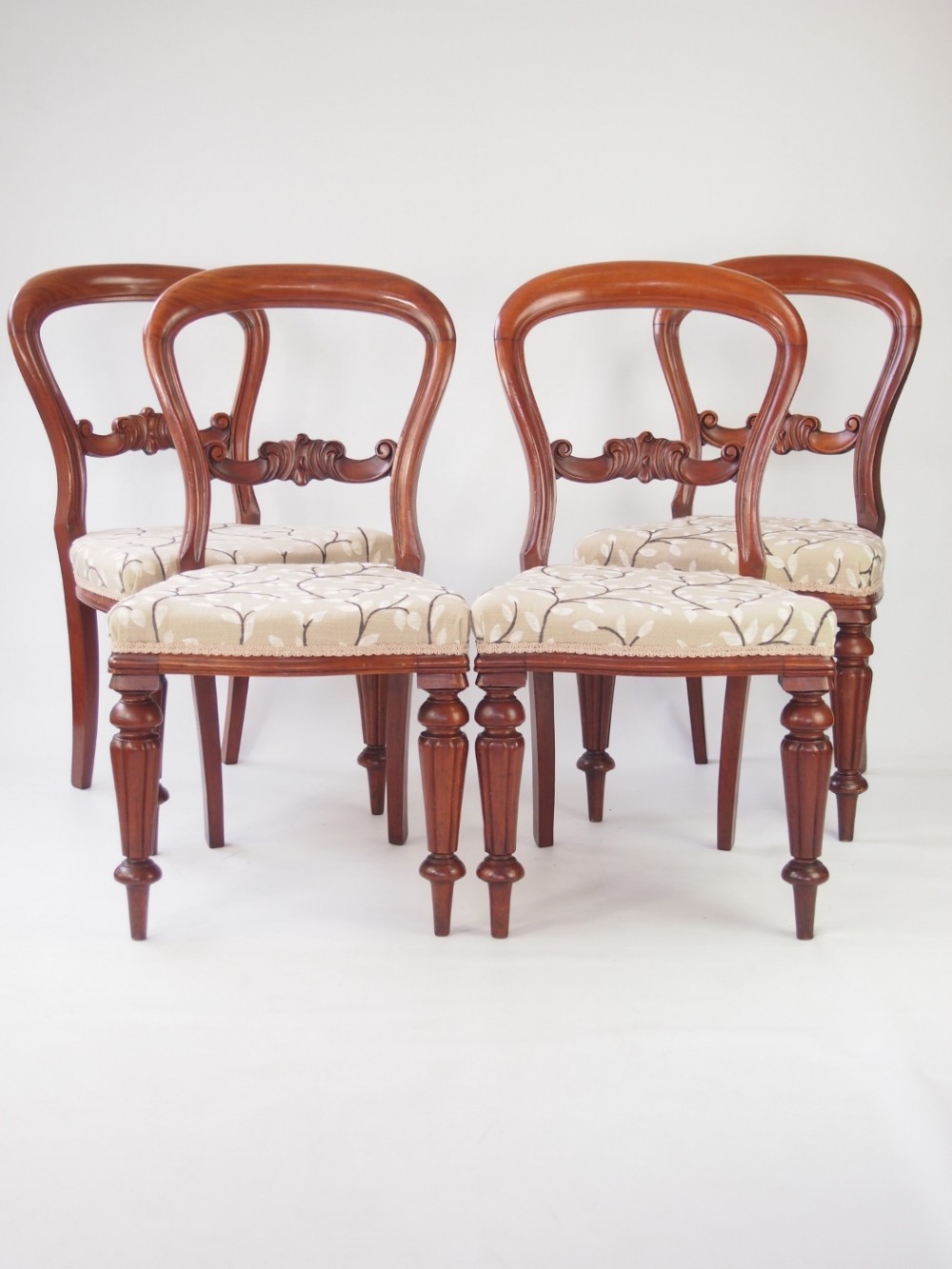 Set 4 Victorian Mahogany Balloon Back Chairs