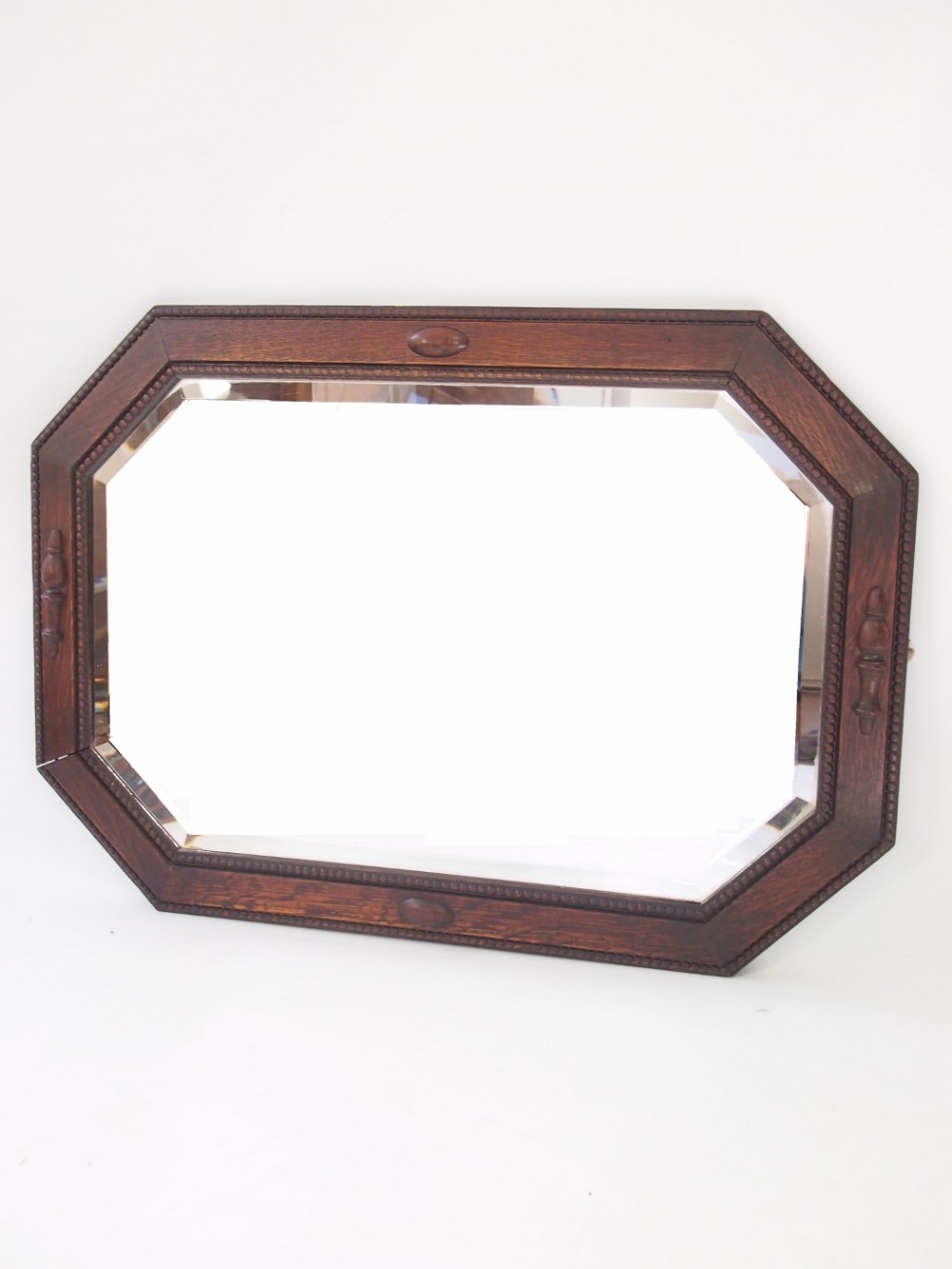 Large Octagonal Oak Framed Mirror - Overmantle