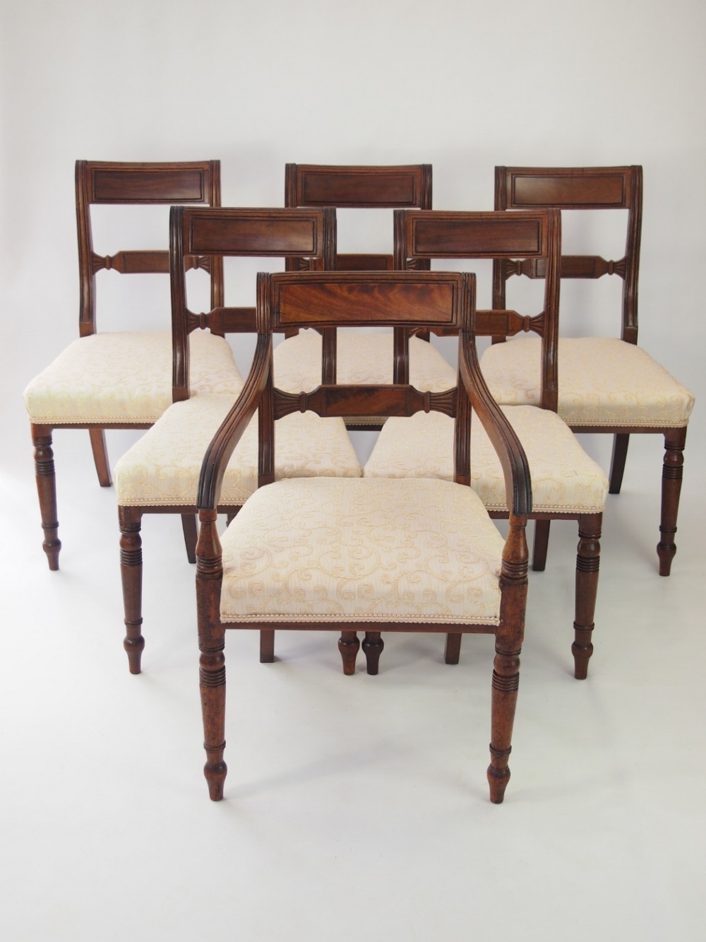 Set 6 Antique Regency Mahogany Dining Chairs