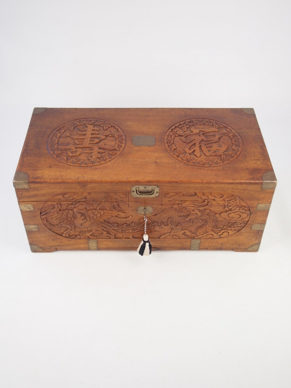 Carved Chinese Camphor Wood Chest