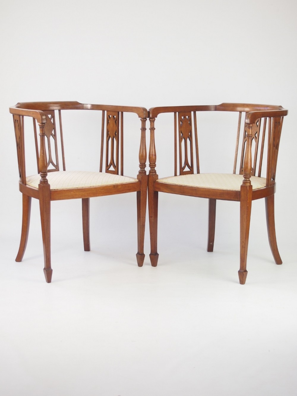 Pair Antique Edwardian Mahogany Tub Chairs