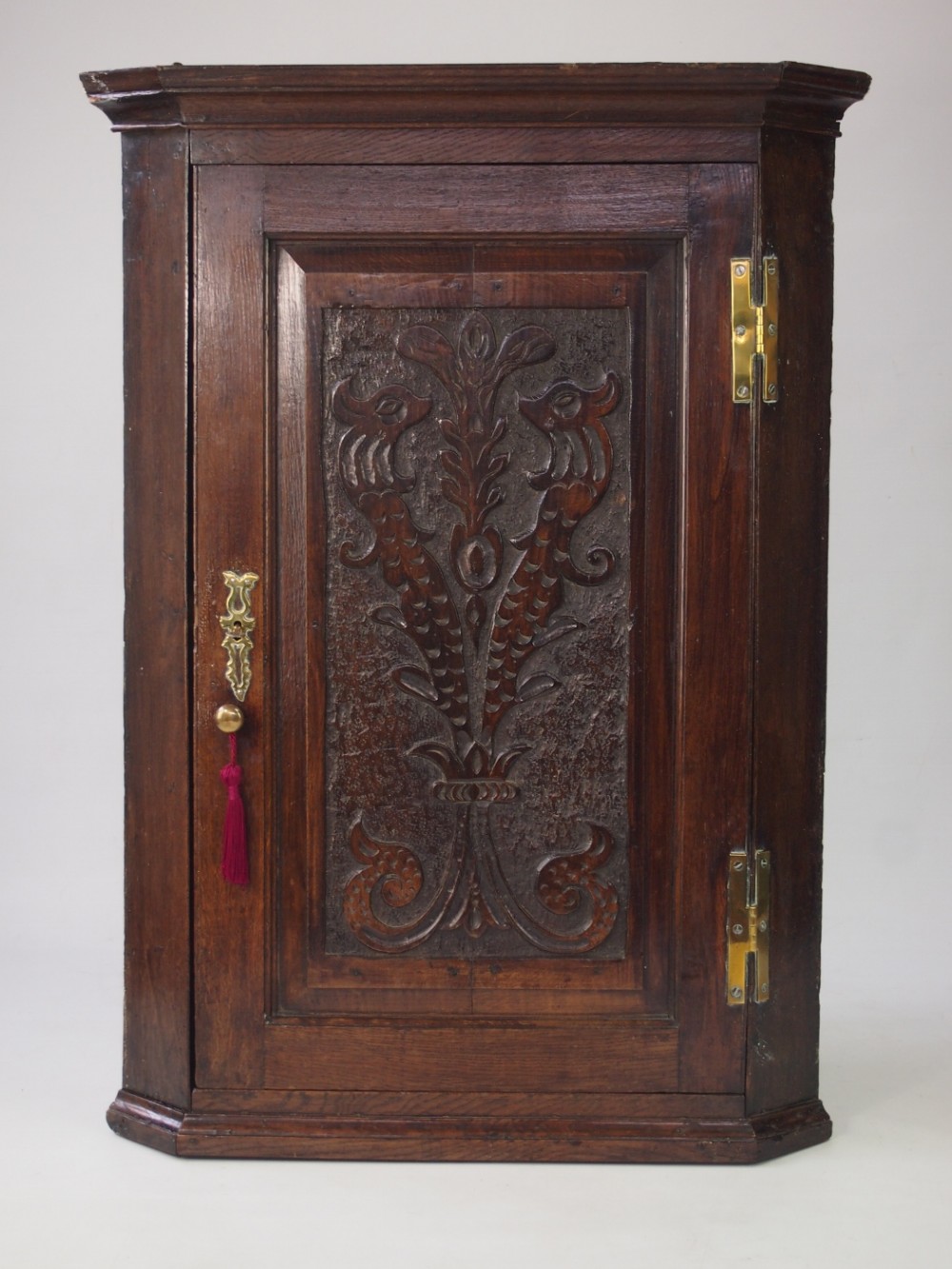 Georgian Oak Corner Cupboard with Later Carving